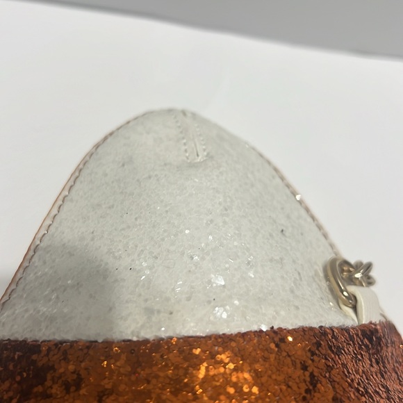 Betsey Johnson Do I Make You Corny? glittery candy corn shaped purse with chain. - Picture 8 of 16